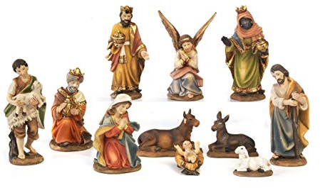 Paben – Komplette Figurensammlung für die Weihnachtskrippe, Größe Figuren: 7 cm, 11 Motive aus Kunstharz