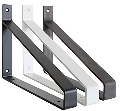 Natural Goods Berlin 2x Regalträger BERLIN-MITTE massiv Stahl Wandregal Regalhalterung Winkelträger Metall Regalsystem Büro Bücherregal Design Schweberegal Flur Küche Bad Wandmontage (250mm, Schwarz)