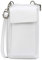 SH Leder Damen Handytasche Umhängetasche Geldbörse Multifunktion Beutel aus Echtleder Verstellbar Schultergurt Handy bis 6,8 Zoll 11,50x19cm Sarah G339 (Weiss)