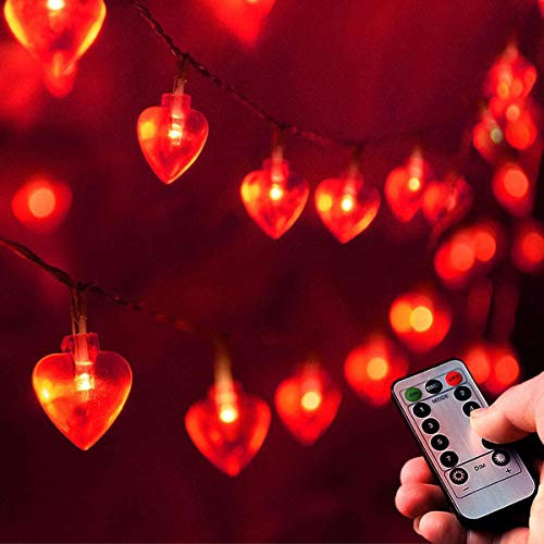 Homeleo 25ft 50 LED Heart Shaped String Lights for Valentines Day Decorations Mothers Day Party Bedroom Classroom Decorations Anniversary Decor Princess Girls Play Tent Decoration
