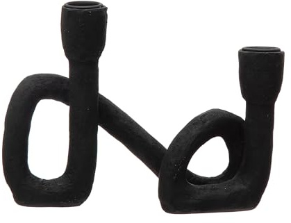 Bloomingville Decorative Resin Double Taper Candle Holder, Black