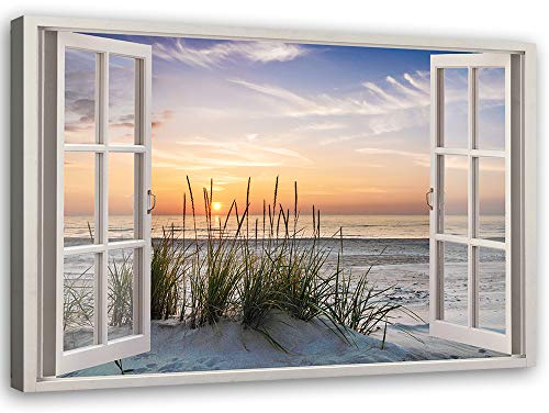 Feeby Viles - Leinwand Bilder - Fensterblick Natur- 90x60 cm- Deko Wohnzimmer - Wandbilder Schlafzimmer - Deko Aesthetic - Wand Deko - Leinwand Groß - Deko Zimmer - Leinwandbilder XXL