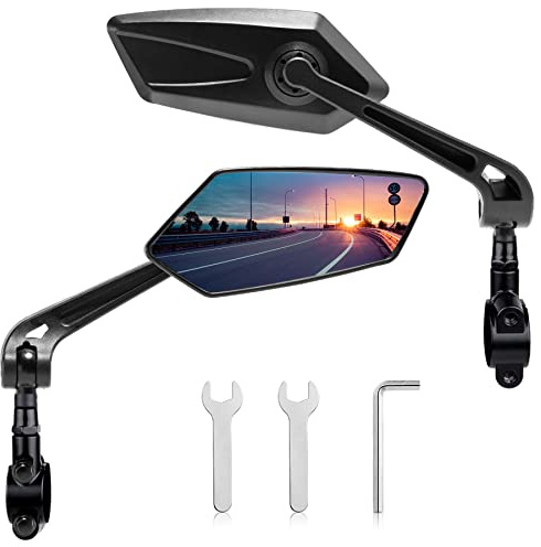 Handlebar Bike Mirror, HD Blast-Resistant, Adjustable Rotatable Rearview Bicycle Mirror (2PCS) (Fan)