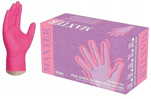 Nitrilhandskar | Puderfria | rosa | förstärkta | hållbara | engångshandskar | medicinska diagnostiska handskar | för matlagning | för verkstad | storlek M | förpackning 100 stycken