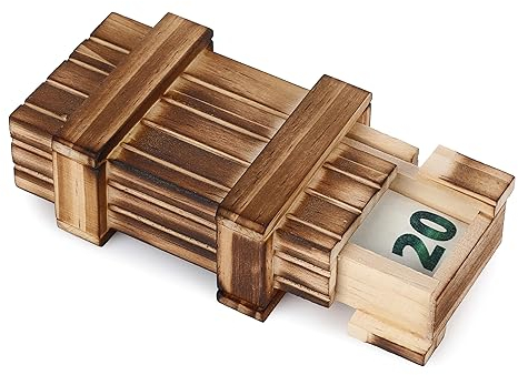 FunX Holztresor mit Geheimfach – Kreative Geldgeschenkbox für Hochzeit, Geburtstag, Jugendweihe, Hölzerne Hochzeit – Magische Rätselbox aus Echtholz - 10 x 6 x 4 cm