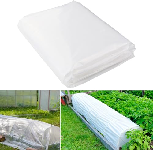 LWMLWM Bache Serre de Jardin 2 x 6m, Film à Effet De Serre, Extra-épais Clair Jardin Grandir Couverture De Polytunnel Membrane Horticol pour Protection Serre de Plante de Jardin