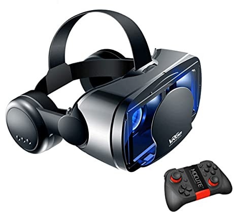 qiqiaollo Virtual-Reality-Headset mit Controller, verstellbare 3D-VR-Brille, Virtual-Reality-Headset, HD, Blu-ray, Augenschutz, unterstützt 12,7 - 17,8 cm für Handy/Android/379 (Farbe: A50), 77997