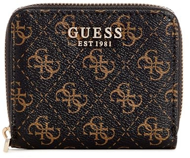 GUESS Laurel Kleine Geldbörse mit umlaufendem Reißverschluss, braunes Logo, Braunes Logo, Einheitsgröße