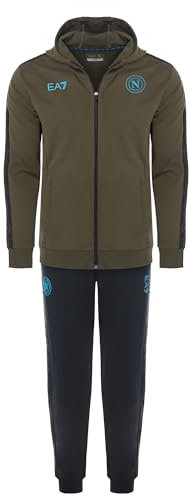 SSC Napoli [EA7 Tuta Interlock Azzurro, EA7 Prodotto Ufficiale, Tuta con Cappuccio Calcio 2024/2025, L