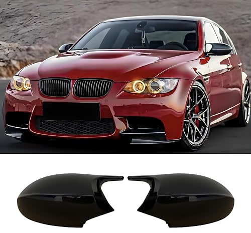 Jinpengyong Spiegelkappen, 1 Paar Auto Rückspiegel Kappe Tür Abdeckung für BMW E81 E82 E87 E88 E90 E91 2005-2008 E92 E93 2006-2009 Glänzend Schwarz (For 1er E81 E87&3er E90 E91 E92 E93 PRE)