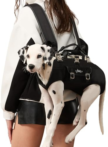 FCT Dog Backpack Carrier - Spine-Friendly for Midium to Large Dogs (18-30 lbs), Horizontal Design Dog Carrier with Adjustable Back Straps,Legs-Out Comfort for Travel/Hiking/Cycling (Black, Size L)