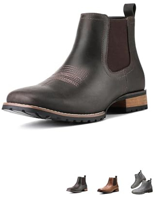 MASHANGGOU Chelsea Botas de vaquero para hombre, botas elásticas para el tobillo para vestir casual, botines de Chelsea Occidental para hombre