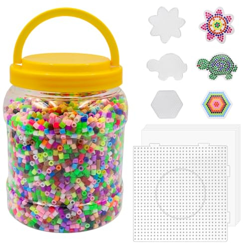 14000 Piezas Cuentas para Planchar Cuentas Fusibles Abalorios Fusibles Kit Manualidades para Manualidades DIY Creaciones Personalizadas Decoraciones del Hogar y Pasatiempos Creativos