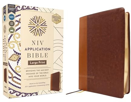 NIV Application Bible, Large Print, Leathersoft, Brown, Red Letter, Comfort Print: Bringing the Ancient Message of the Bible into Your World (NIV Application Commentary Resources)