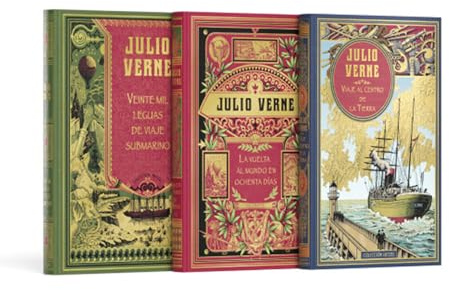 Pack Julio Verne I. Contiene 3 libros: Viaje al centro de la tierra. La vuelta al mundo en ochenta días. Veinte mil leguas de viaje submarino