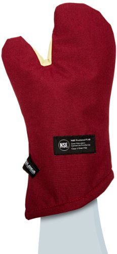 San Jamar KT0215 Cool Touch Flame Conventional High Heat Intermittent Flame Protection up to 900°F Oven Mitt, 15 Length, Red