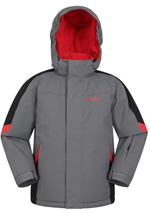 Mountain Warehouse Raptor Kids Ski Jacket - Snowproof, Fleece Lined Snow Coat with Hood - Boys and Girls Winter Warm Skiing, Snowboarding & Outdoors Dark Grey Kids Size 9-10 Years