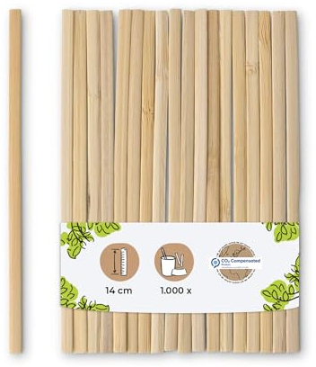 BIOZOYG 1000 Palette di Legno di Bambù per Caffè robusti Bastoncini Caffè 14 cm I Palettine Ecologiche per Mescolare Bevande Calde Tè Caffè da Asporto I 100% biodegradabili, compostabili
