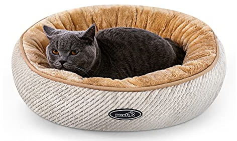 pecute Katzenbett Katzenkorb zum Schlafen, Rundes Hundebett Kleine Hunde Weich Und Waschbar, Katzenkissen Flauschig, Katzen Schlafplatz, Cat Bed Katzennest S 50 * 15cm