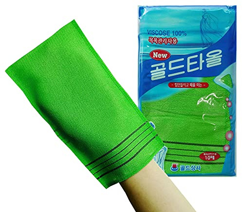 GOLDSANGSA-Korean Exfoliating Towel Washcloth Mitts (Large 10pcs)/Korean Italy Towel Skincare Exfoliating Scrub Bath Cloth Remove Dead Skin