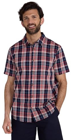 Mountain Warehouse Weekender Short Sleeved Mens Shirt - 100% Cotton Shirt, Lightweight Casual Shirt, Breathable, Comfortable Top - for Walking, Camping & Travel Dark Red 3XL