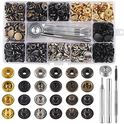 ZKSMNB Druckknöpfe, Metall, Kupfer, 12mm, 120 Sätze, 6 Farben, Set mit Werkzeugkasten, für Bekleidung und Lederarbeiten