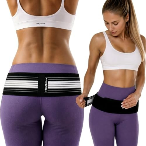 PlayActive Sacroiliac SI Joint Hip Belt - Lower Back Support Brace for Men and Women - Hip Braces for Hip Pain - Pelvic Support Belt - Trochanter Belt - Sciatica Pelvis Lumbar Pain Relief (XL-XXL)