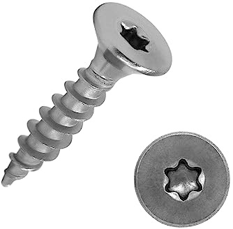 Spånskivskruvar med försänkt huvud och torxdrift (TX) av rostfritt stål A2/VA2 | helgängad | träskruv | träbyggskruv | universalskruv | 3,5 x 45 mm, 50 stycken