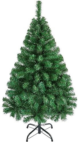 Yaheetech Albero di Natale 124 cm Artificiale Folto Alberi Effetto Realistico con Supporto in Metallo Pieghevole Portatile Decorazione Natalizia per Casa Negozio Verde
