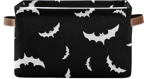 ZAZYXTJ Halloween Bat Storage Basket for Shelves Foldable Open Storage Bin Waterproof PE Coating Closet Organizer with Handles for Home Office dorm room