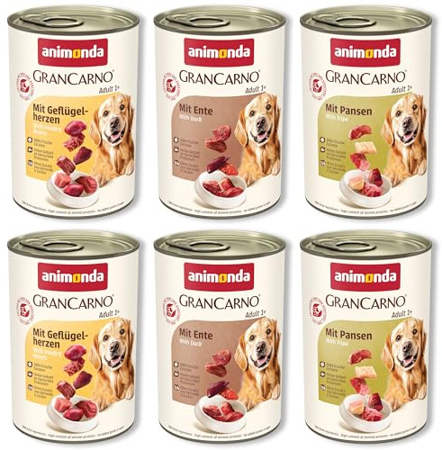 animonda Grancarno Adult Deftige Variation (6 x 400 g), Cibo umido per cani adulti, cibo umido per cani con ingredienti carnosi freschi al 100%, cibo per cani senza cereali