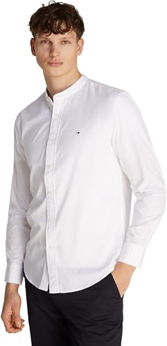 Tommy Hilfiger Chemise Homme Flex Poplin Solid Mao Regular Fit, Blanc (White), S