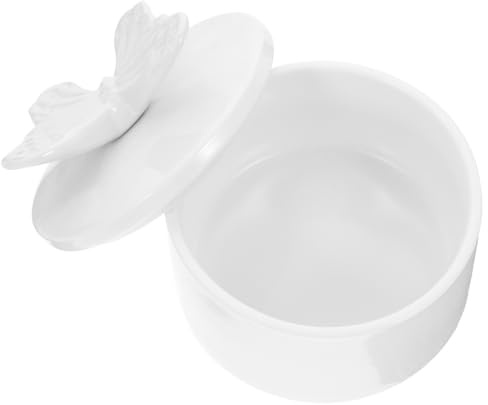 NUOBESTY Ceramic Jewelry Box with Lid Round Trinket Organizer for Earrings Necklaces Bracelets Home Decoration