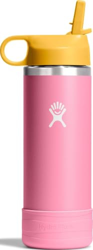 Hydro Flask Kids Water Bottle for School - Stainless Steel and Insulated with Straw Cap - 18 Oz in Dahlia