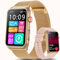Smartwatch Damen mit ΕKG/ΒΙυtｚυcker/BMI/HRV/Harnsäure/ΒΙυtdrυck,1,57 Gesundheitsuhr Fitness mit Telefonfunktion 24H Pulsuhr SpO2 Schlaf/Apnoe-Monitor Menstruationszyklus Uhr für iOS Android(GoldRosa)