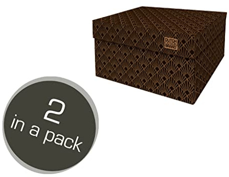 DDB Dutch Design Brand Aufbewahrungsbox Small mit Deckel – 2 Aufbewahrungsboxen – FSC-zertifizierter, recycelbarer Karton (Größe: 27,8 x 20,6 x 14 cm) (Art Deco Night Sky)