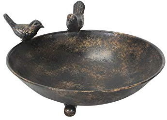 Deko-Impression Vogeltränke Vogelbad Vogel-Futterstelle Eisen massiv bronzefarben 22