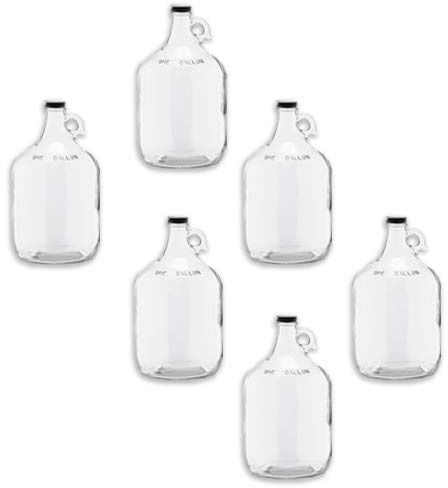 C-Store Packaging - 1 Gallon (128 oz) Clear Glass Jug With 38mm Cap - Pack of 6 | FAST SAME DAY SHIPPING