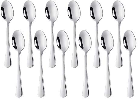 Meisha 12-Piece Coffee Spoons, 4.4-Inch Stainless Steel Mini Demitasse Espresso Spoons for Dessert - Silver