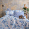 LERUUM Bettwäsche Set 140x200 Baumwolle Reversibel Streifen Blumen Blau Weiß Bettbezug (140 x 200 + 65 x 65 cm)