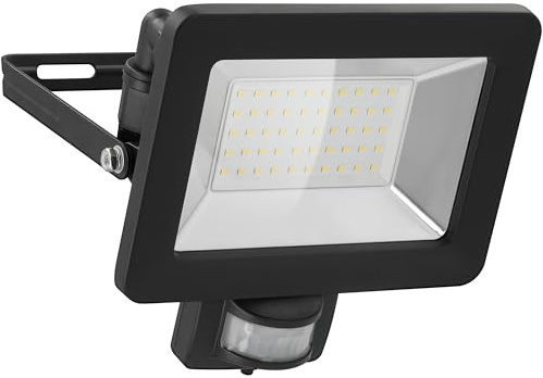 goobay 53883 LED strålkastare rörelsedetektor utomhus 50 W/PIR sensor utomhusstrålkastare IP44/neutralt vitt ljus 4250 lm/LED strålkastare strålkastare väggmontering/trädgårdsstrålkastare/svart