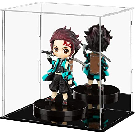 Ecoseao Acrylic Display Case with Mirror, Clear Acrylic Organizer Box Assemble Countertop Dustproof Protection Showcase for Action Figures, Collectibles, Home Storage (20cm x 15cm x 20cm)