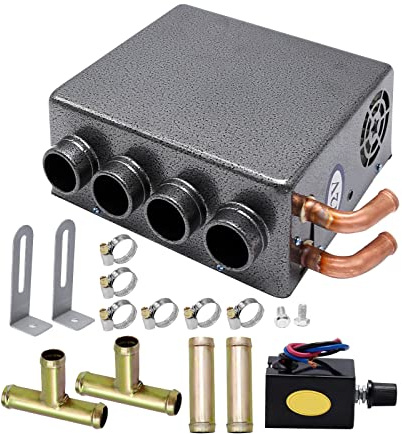 Saihisday 12V Car Auxiliary Heater, 4 Ports Universal Underdash Compact Auxiliary Heater, Winter Automotive Air Conditioner for Heating&Defrosting