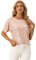 Allegra K Damen Festliches Oberteil Pailletten Oberteile Kurzarm Rund Halsausschnitt Party Glitzer Top Champagner L