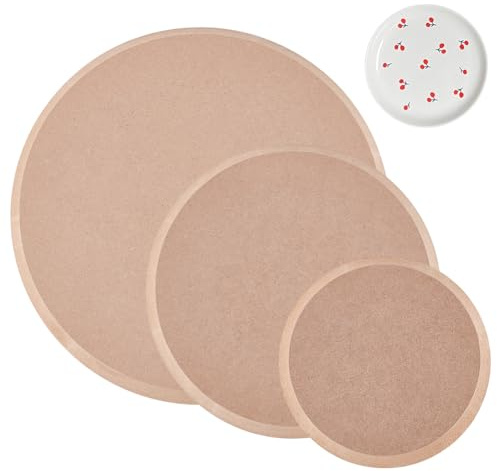 BENECREAT 3 PCS Molde Redondo de Cerámica Molde de Formación de Placa de Cerámica, Tablero de Densidad de Madera, Espacios En Blanco Impresos, Placa de Arcilla Peladora para Corte de Cerámica