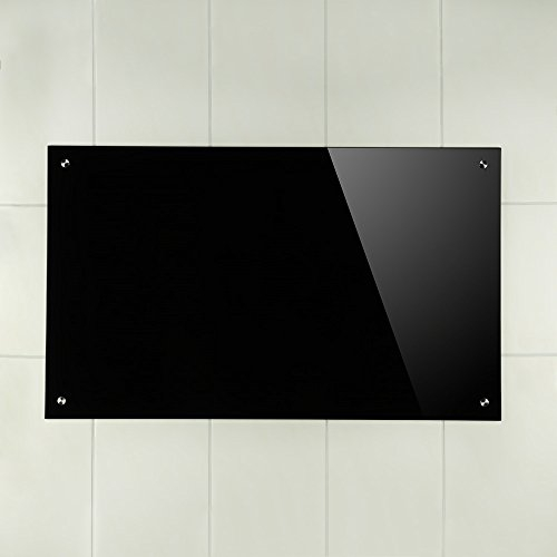Mucola Spritzschutz Herd 120x50 cm Küchenrückwand Schwarz Fliesenspiegel inkl. Schrauben Wandschutz 6 mm ESG Sicherheitsglas| schwer entflammbar und wasserbeständig