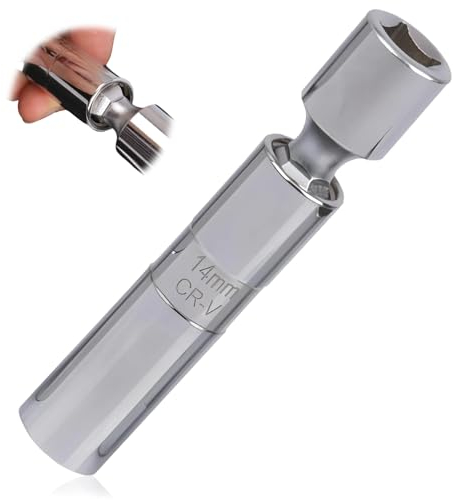 KkvoGmle Zündkerzenschlüssel 14mm Drehbarer Zündkerzenschlüssel, Universal Flexibel Drehbarer Zündkerzenschlüssel, Autos Zündkerzen Installer Werkzeug