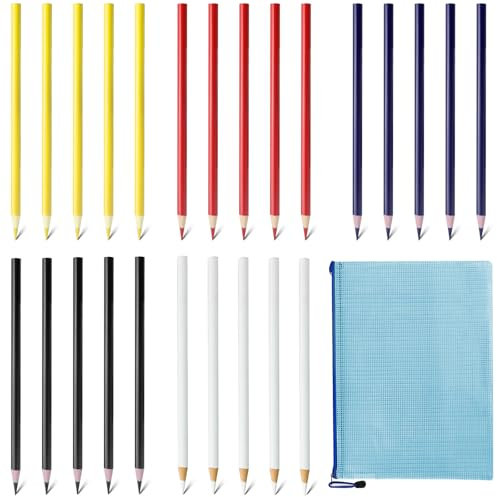 HJJMN 25 Stück Schneiderkreide stift dunkel, schneiderkreidestift wasserlöslich, stoffkreide stift sticken, Nähen Bleistift, Stoff Marker Stift für Schneiderei Nähen Notizen Basteln