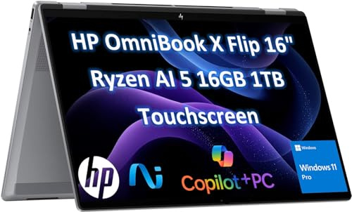 HP OmniBook X Flip 16 (Next Gen Envy 16 x360) 2-in-1 Touchscreen Laptop (16 FHD+, AMD Ryzen AI 5 340 (> Intel i7-1355U), 16GB DDR5, 1TB SSD) AI Copilot+ PC for Creator, Designer, Win 11 Pro