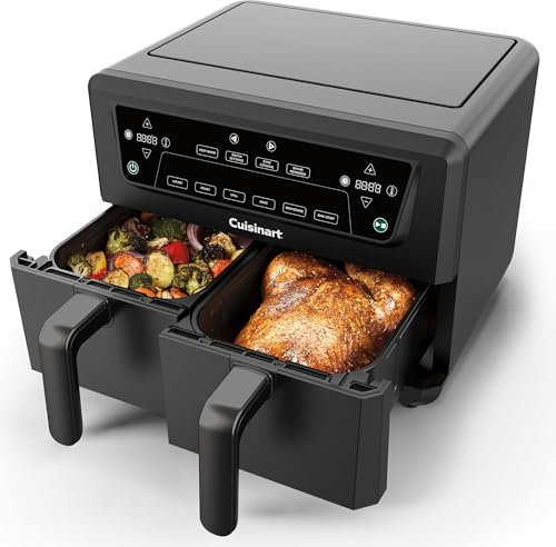 Cuisinart XXL10.4L Air Fryer with 2 x 5.2L Drawers |PFAS Free|Chemical-free cooking | Air Fry, Roast, Grill, Bake, Dehydrate, Max Crisp, Keep Warm | Dual Zones - cook 8+ portions|Dishwasher Safe